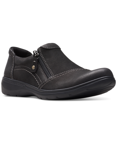 Shop Clarks Women's Carleigh Ray Round-toe Side-zip Shoes In Black Nubuck