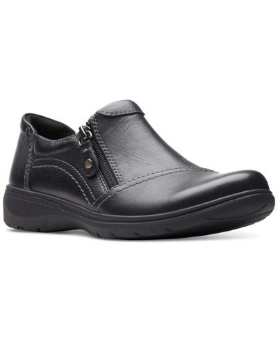 Shop Clarks Women's Carleigh Ray Round-toe Side-zip Shoes In Black Leather
