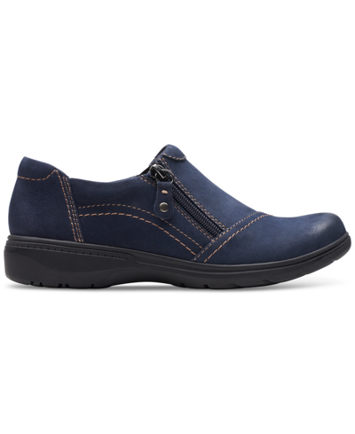 Shop Clarks Women's Carleigh Ray Round-toe Side-zip Shoes In Navy Nubuck