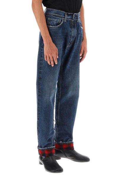 Shop Maison Margiela Pendleton Jeans With Inserts In Blue