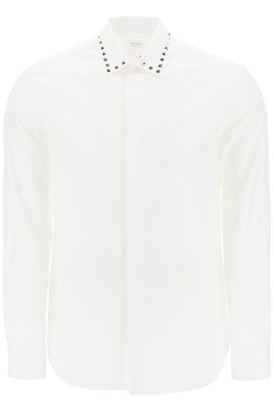 Shop Valentino Shirt With Rockstud Untitled Studs In White