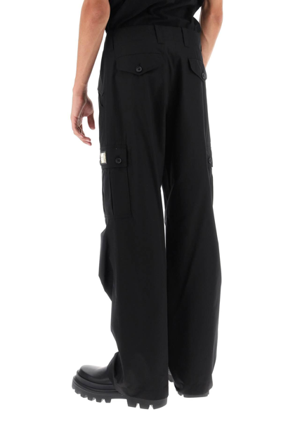 Shop Dolce & Gabbana Cargo Pants With Logo Plaque In Black