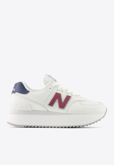 New Balance 574+ Low-top Sneakers In White With Vintage Indigo And Washed  Burgundy | ModeSens