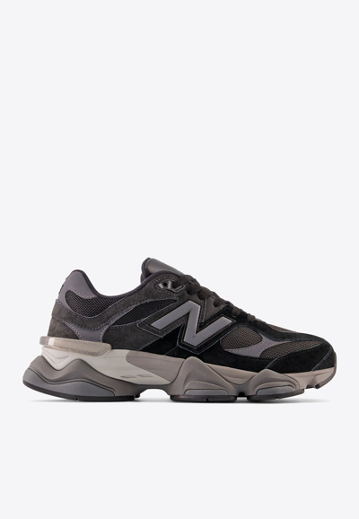 Shop New Balance 9060 Low-top Sneakers In Black With Castlerock And Rain Cloud