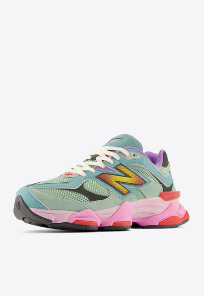 Shop New Balance 9060 Low-top Sneakers In Sage Leaf With Neo Flame And Raspberry In Multicolor