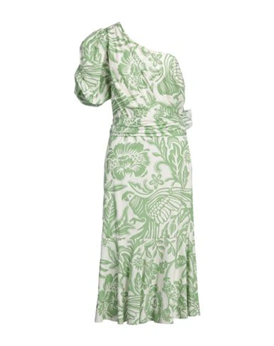 Shop Johanna Ortiz Woman Midi Dress Light Green Size 8 Cotton