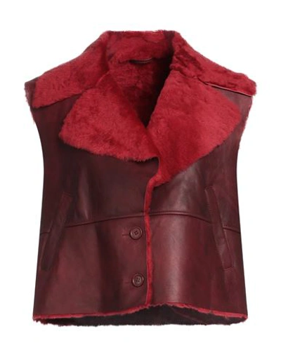 Shop Vintage De Luxe Woman Jacket Red Size 6 Shearling