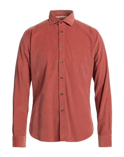 Shop Alessandro Lamura Man Shirt Rust Size L Cotton In Red