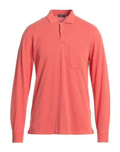 Shop Rossopuro Man Polo Shirt Coral Size 4 Cotton In Red
