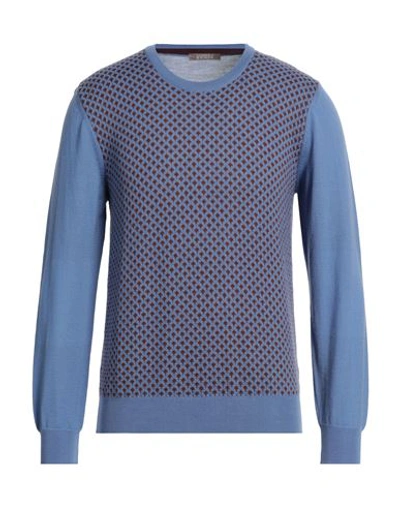 Andrea Fenzi Man Sweater Light Blue Size 44 Wool In Blue