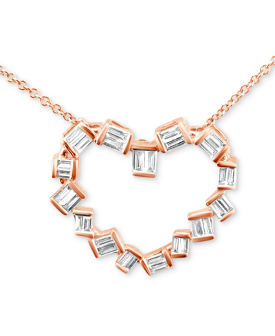 Shop Le Vian Vanilla Diamond Baguette Open Heart 18" Pendant Necklace (1/2 Ct. T.w.) In 14k Rose Gold In K Strawberry Gold Pendant