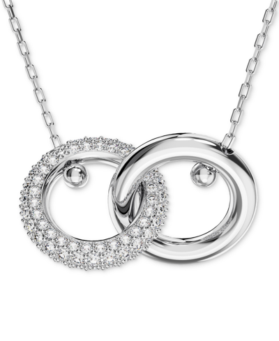 Swarovski Pave Interlocking Loop Pendant Necklace, 15" + 2-3/4" Extender In Silver
