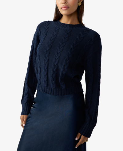 Shop Sanctuary Women's Cotton Cable-knit Crewneck Sweater In Milk