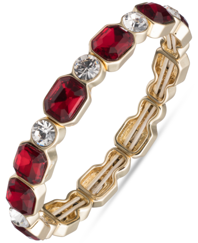Shop Anne Klein Stone & Crystal Stretch Bracelet In Red