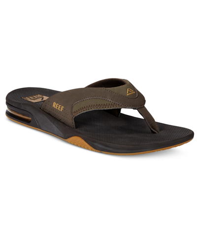 Shop Reef Men's Fanning Thong Sandals With Bottle Opener In Brown