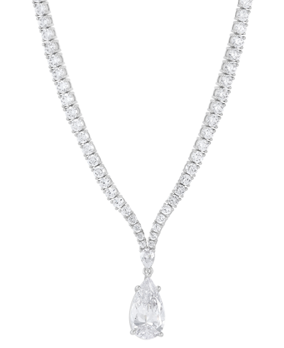 Shop Arabella Cubic Zirconia Pear & Round 18" Fancy Pendant Necklace In Sterling Silver