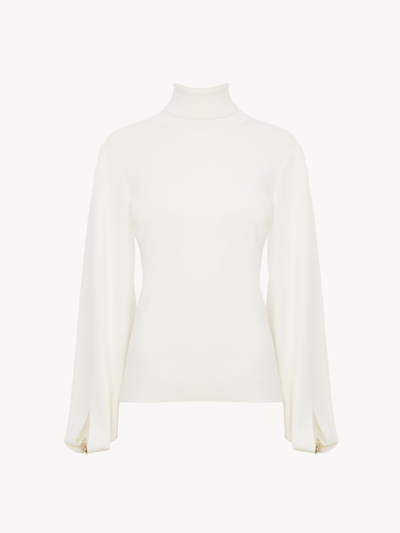 Chloé Pull Col Roulé Femme Blanc Taille M 88% Laine, 8% Polyamide, 4%  Élasthanne | ModeSens