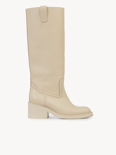 Shop Chloé Bottes Mallo Femme Beige Taille 38.5 100% Cuir De Veau