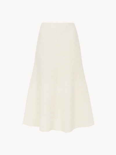 Shop Chloé Flared Midi Skirt White Size 8 86% Virgin Wool, 11% Alpaca, 3% Polyamide