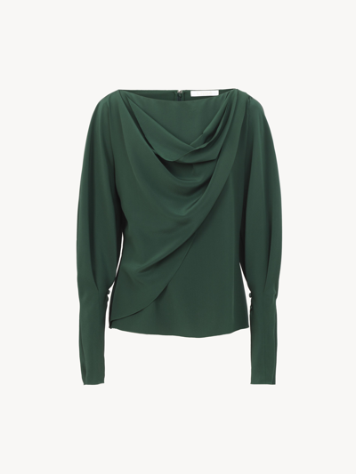 Shop Chloé Draped Top Green Size 10 100% Silk