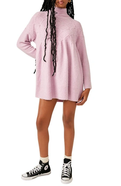 Shop Free People Jaci Long Sleeve Mock Neck Sweater Dress In Lavender