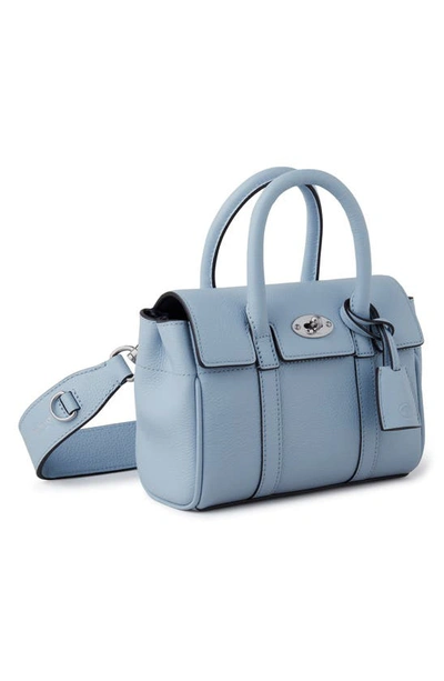 Shop Mulberry Mini Bayswater Grained Leather Tote In Poplin Blue