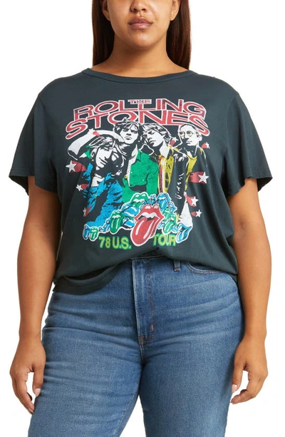 Shop Daydreamer Rolling Stones Cotton Graphic T-shirt In Vintage Black