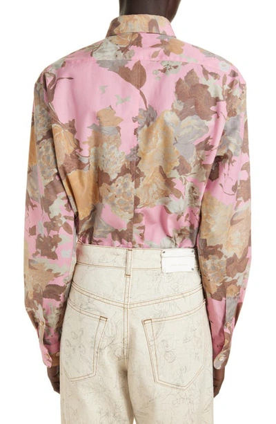 Shop Dries Van Noten Clavelly Floral Print Cotton Shirt In Pink 305