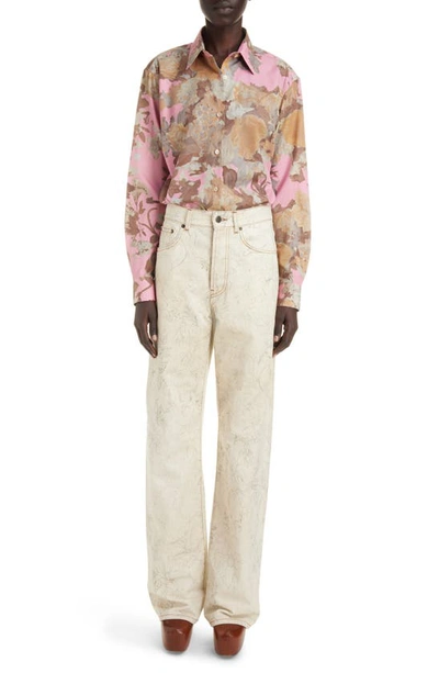 Shop Dries Van Noten Clavelly Floral Print Cotton Shirt In Pink 305