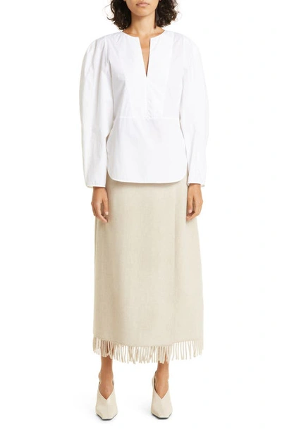 Shop By Malene Birger Emely Puff Sleeve Organic Cotton Blouse In Pure White