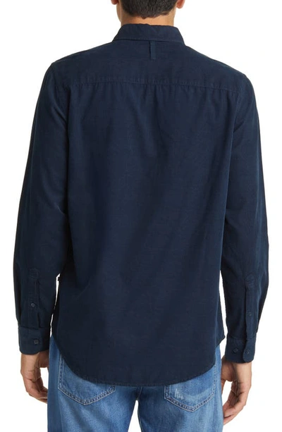 Shop Nn07 Arne 5082 Solid Button-down Shirt In Navy Blue