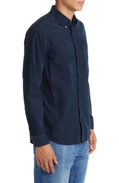 Shop Nn07 Arne 5082 Solid Button-down Shirt In Navy Blue
