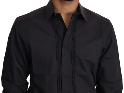 Shop Dolce & Gabbana Black Cotton Blend Formal Dress Men's Shirt