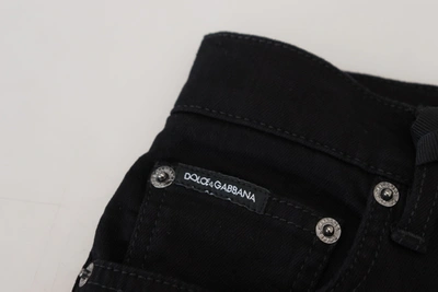 Shop Dolce & Gabbana Black Sequined Cotton Slim Fit Denim Women's Jeans