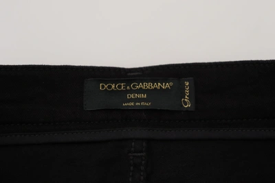 Shop Dolce & Gabbana Black Sequined Cotton Slim Fit Denim Women's Jeans