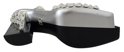 Shop Dolce & Gabbana Black Silver Crystal Double Design High Heels Women's Shoes In Black | Silver