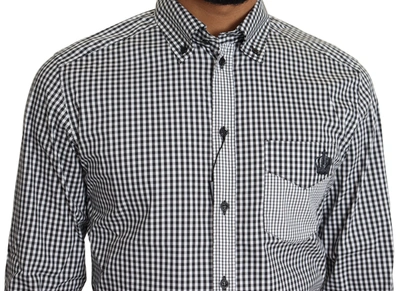 Shop Dolce & Gabbana Black White Checkered Casual Men's Shirt