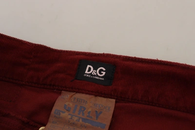 Shop Dolce & Gabbana Maroon Corduroy Slim Fit Women Casual Women's Pants