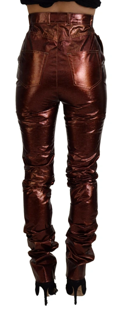 Shop Dolce & Gabbana Metallic Bronze High Waist Skinny Women's Jeans