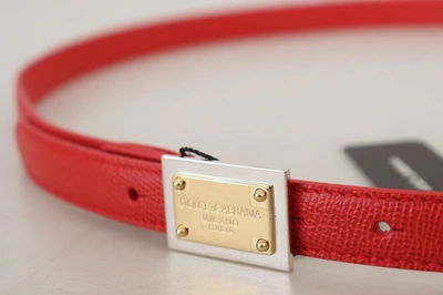 Shop Dolce & Gabbana Red Leather Gold Engraved Metal Buckle Women's Belt