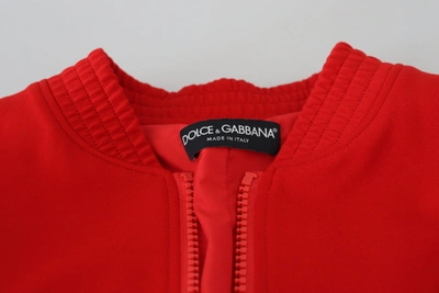 Shop Dolce & Gabbana Red Viscose Full Zip Dg Logo Blouson Women's Sweater