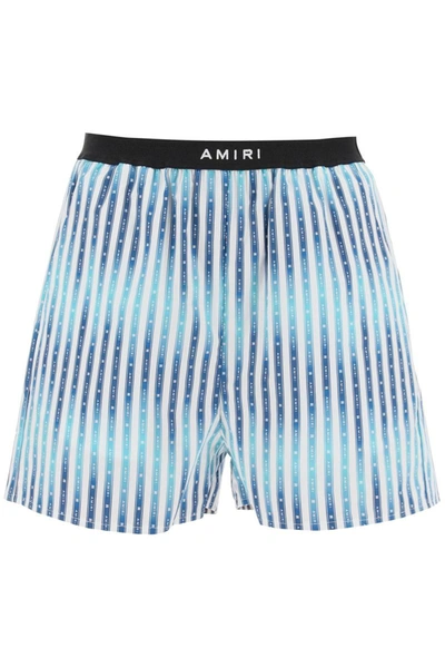 Shop Amiri Striped Poplin Shorts In Multicolor