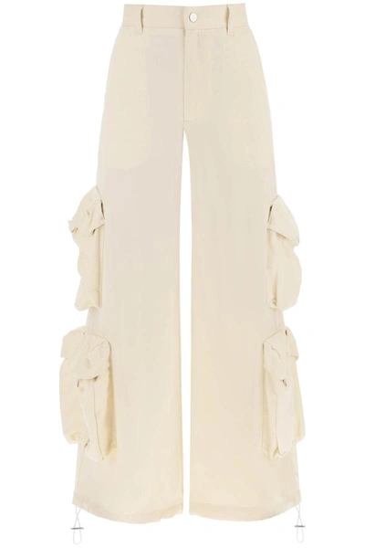 Shop Amiri Wide Leg Cargo Pants In White