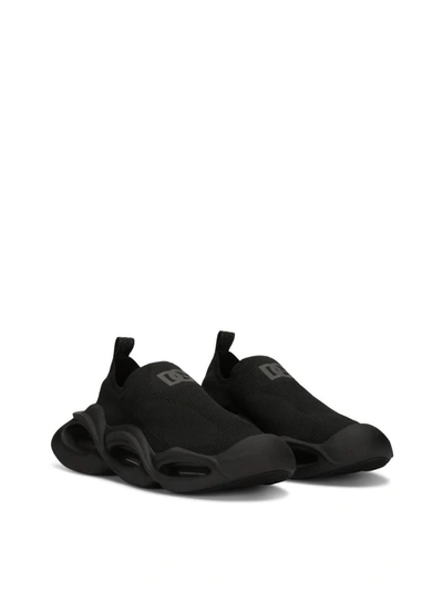 Shop Dolce & Gabbana Wave Logo Sneakers In Black