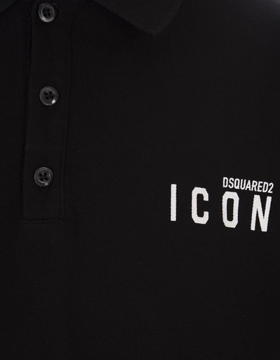 Shop Dsquared2 Be Icon Dyed Tennis Polo In In Black