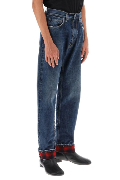 Shop Maison Margiela Pendleton Jeans With Inserts In Blue