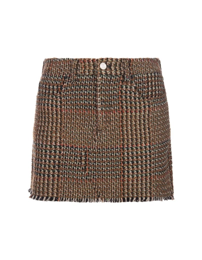 Shop Stella Mccartney Wool Tweed Mini Skirt In Brown