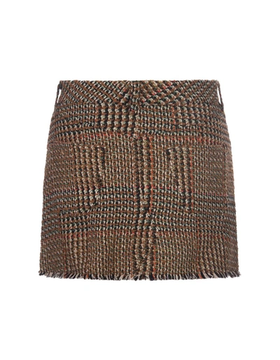 Shop Stella Mccartney Wool Tweed Mini Skirt In Brown