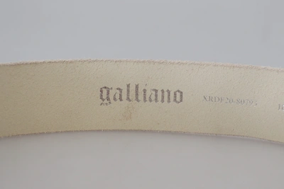 Shop John Galliano Pink Leather Letter Logo Round Buckle Waist Women's Belt