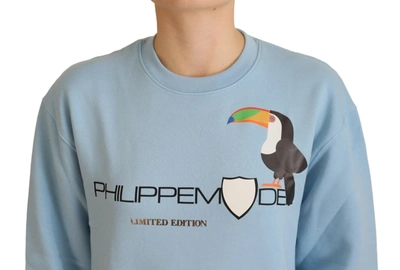 Shop Philippe Model Light Blue Logo Printed Long Sleeves Women's Sweater